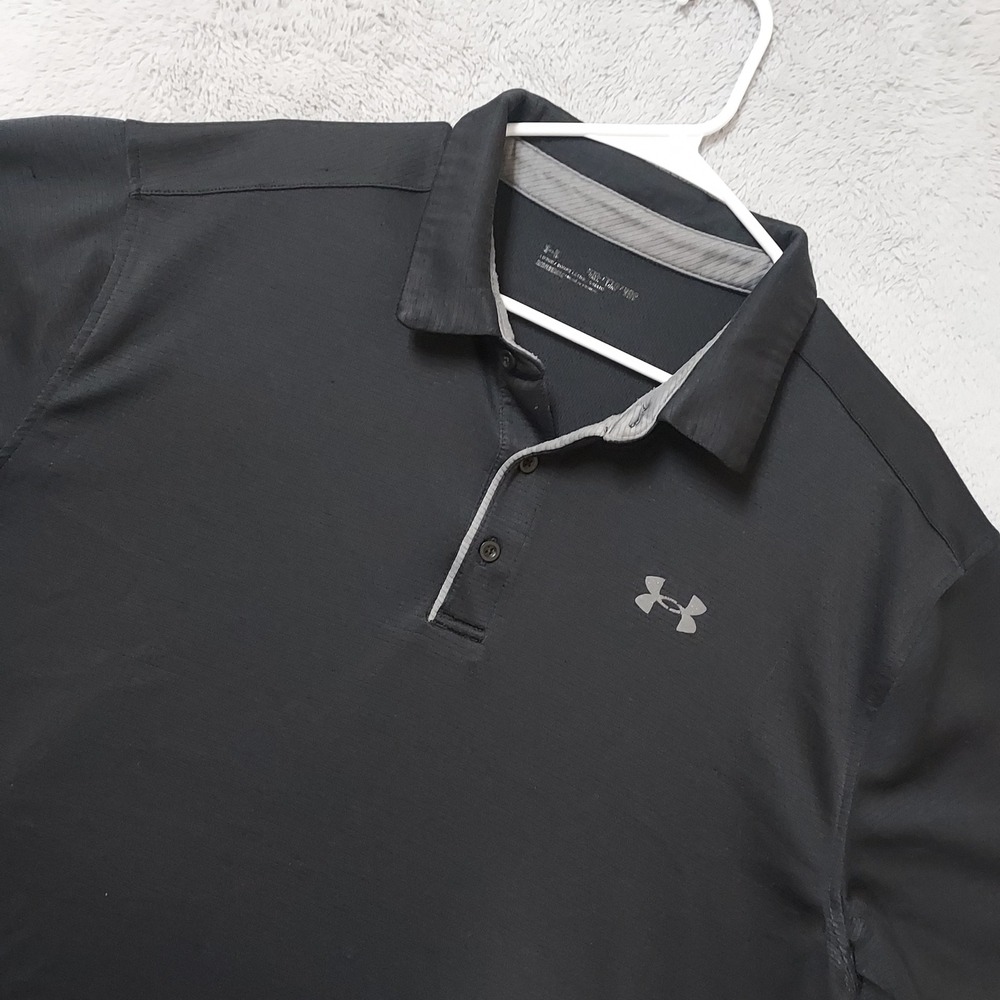 Under Armour Polo Shirt Mens 2XLT 2XL TALL Short Sleeve Golf Athletic Black FLAW